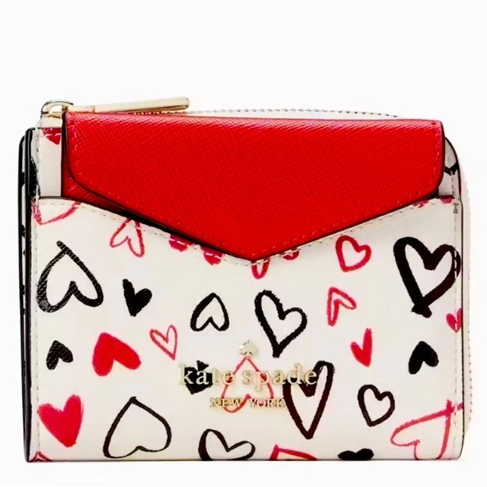 Kate Spade Staci Scribble Heart Boxed Wallet Card Set NWT!